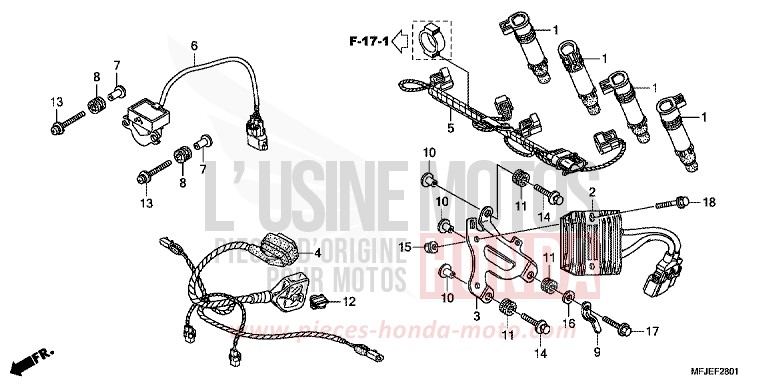 SUB HARNESS for CBR600RR ABS GRAPHITE BLACK (NHB01) from 2012